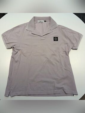Stone Island Men's Lavender Polo with Compass Patch XL Slim